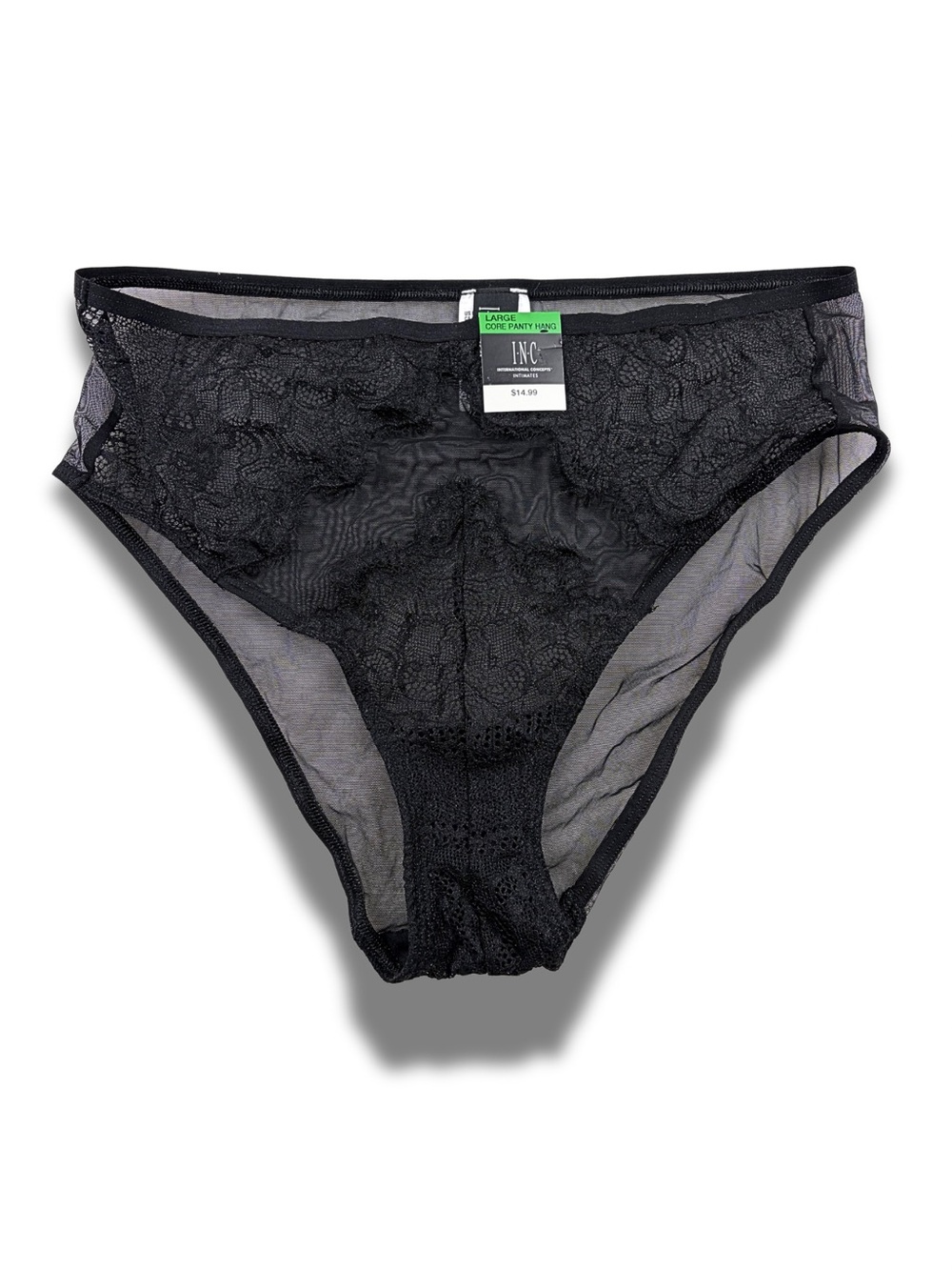 INC Black Lace Sheer Underwear Panty NWT Large